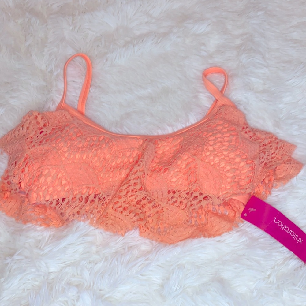 Xhilaration Coral Lace Bikini Swim Top Size Small